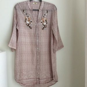 Dolma Tunic Top Dress Cotton Embroidered Size XL